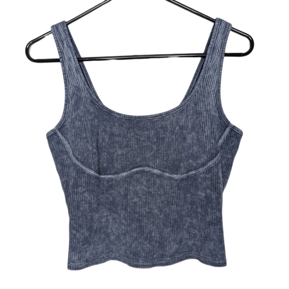 Wild Fable Women's Bluish Gray Bust Seam Ribbed Cropped Tank Top Size Medium